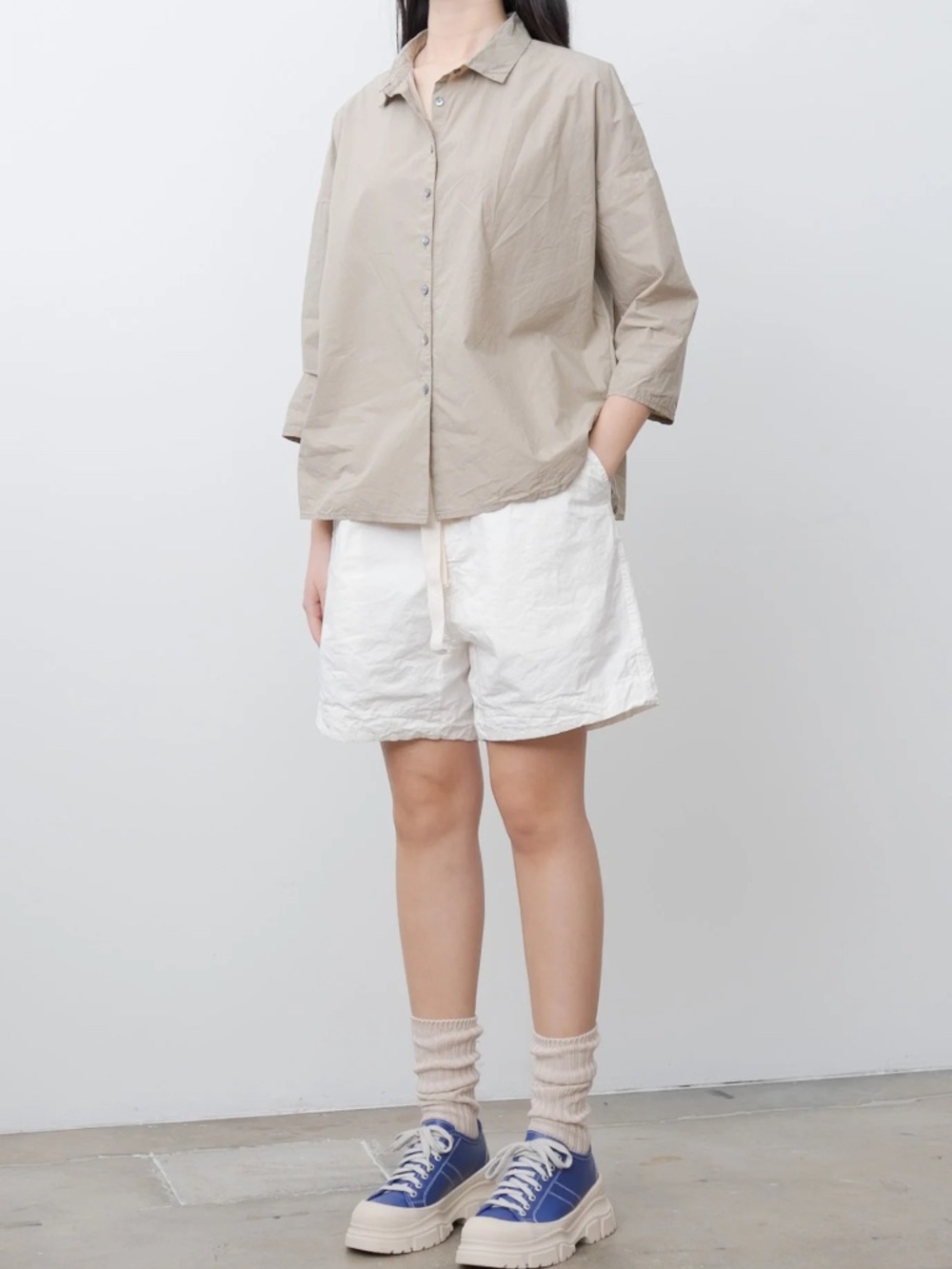 ALBUM DI FAMIGLIA The Crinkly Cotton Shorts In Milk White Short CC S Soldout